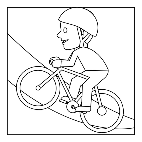 Person Mountain Biking Coloring Page